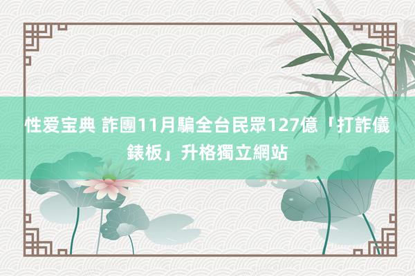 性爱宝典 詐團11月騙全台民眾127億　「打詐儀錶板」升格獨立網站