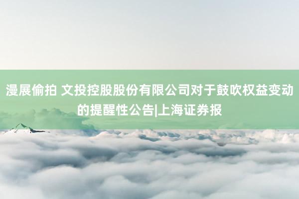 漫展偷拍 文投控股股份有限公司对于鼓吹权益变动的提醒性公告|上海证券报