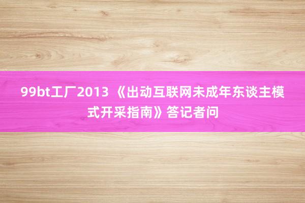 99bt工厂2013 《出动互联网未成年东谈主模式开采指南》答记者问
