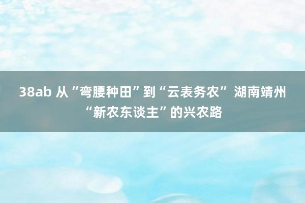 38ab 从“弯腰种田”到“云表务农” 湖南靖州“新农东谈主”的兴农路