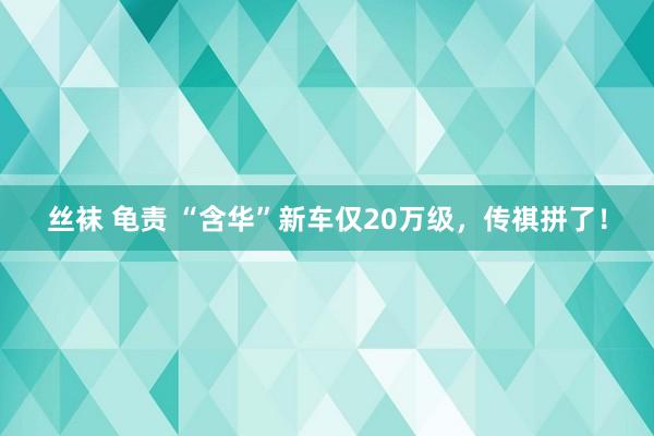 丝袜 龟责 “含华”新车仅20万级，传祺拼了！