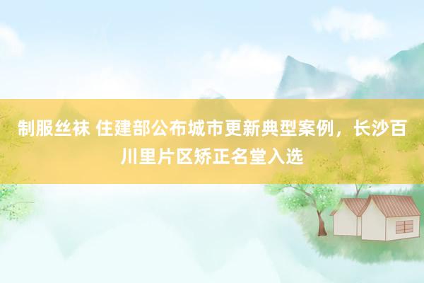 制服丝袜 住建部公布城市更新典型案例，长沙百川里片区矫正名堂入选