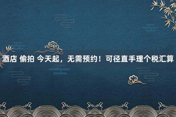 酒店 偷拍 今天起，无需预约！可径直手理个税汇算