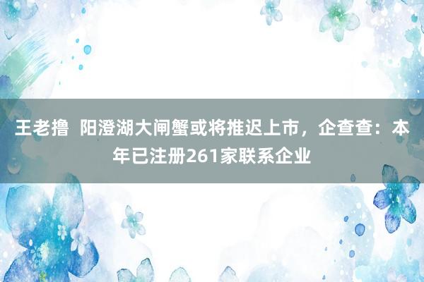 王老撸  阳澄湖大闸蟹或将推迟上市，企查查：本年已注册261家联系企业