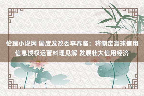 伦理小说网 国度发改委李春临：将制定寰球信用信息授权运营料理见解 发展壮大信用经济